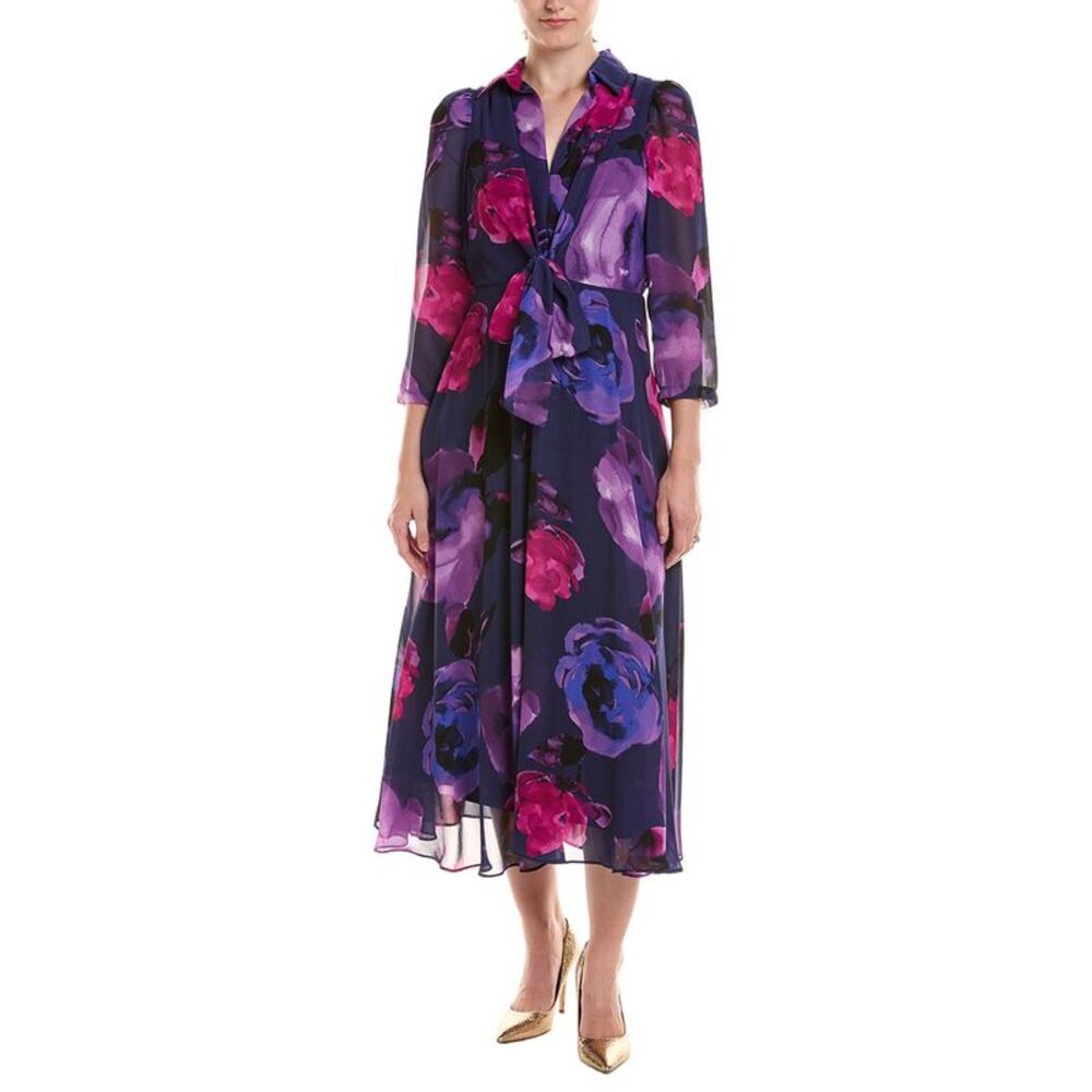 Maison Tara Womens  Midi Dress, Navy